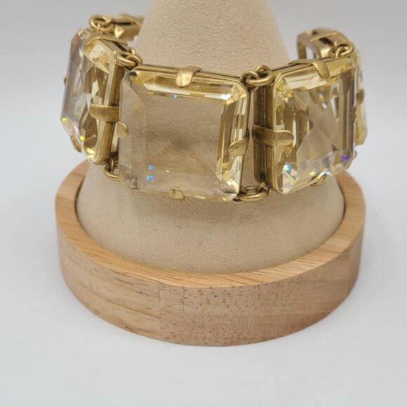 J Crew Chunky Gold Crystal Bracelet - Picture 2 of 13